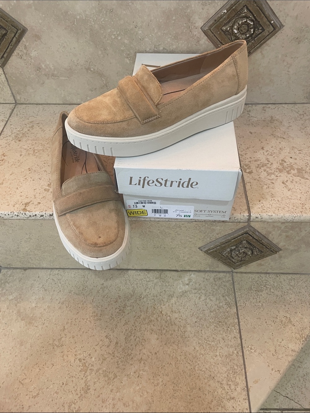 Life Stride Tan Suede Platform Slip-On Loafers